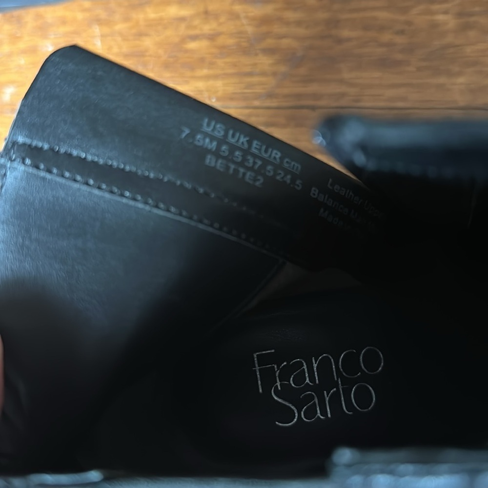 Sz 7.5 Franco Sarto Black Pointed Ankle Boots - Picture 7 of 7